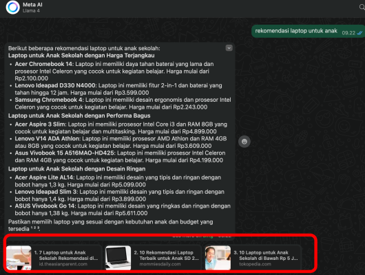 META Laptop pelajar